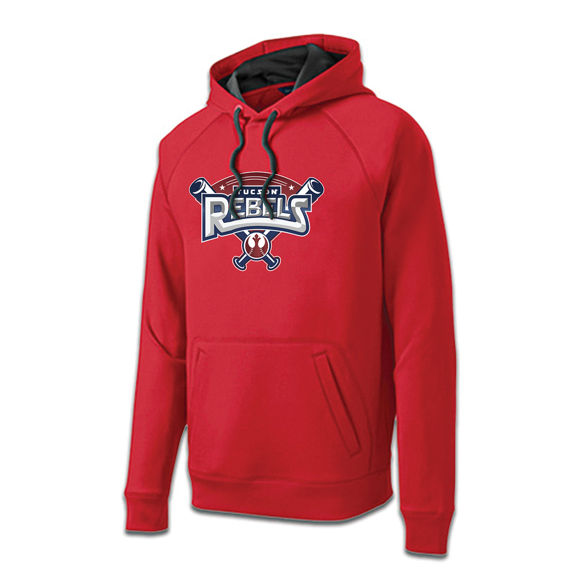 SPORT TEK FLEECE HOODED PULLOVER REBELS RED