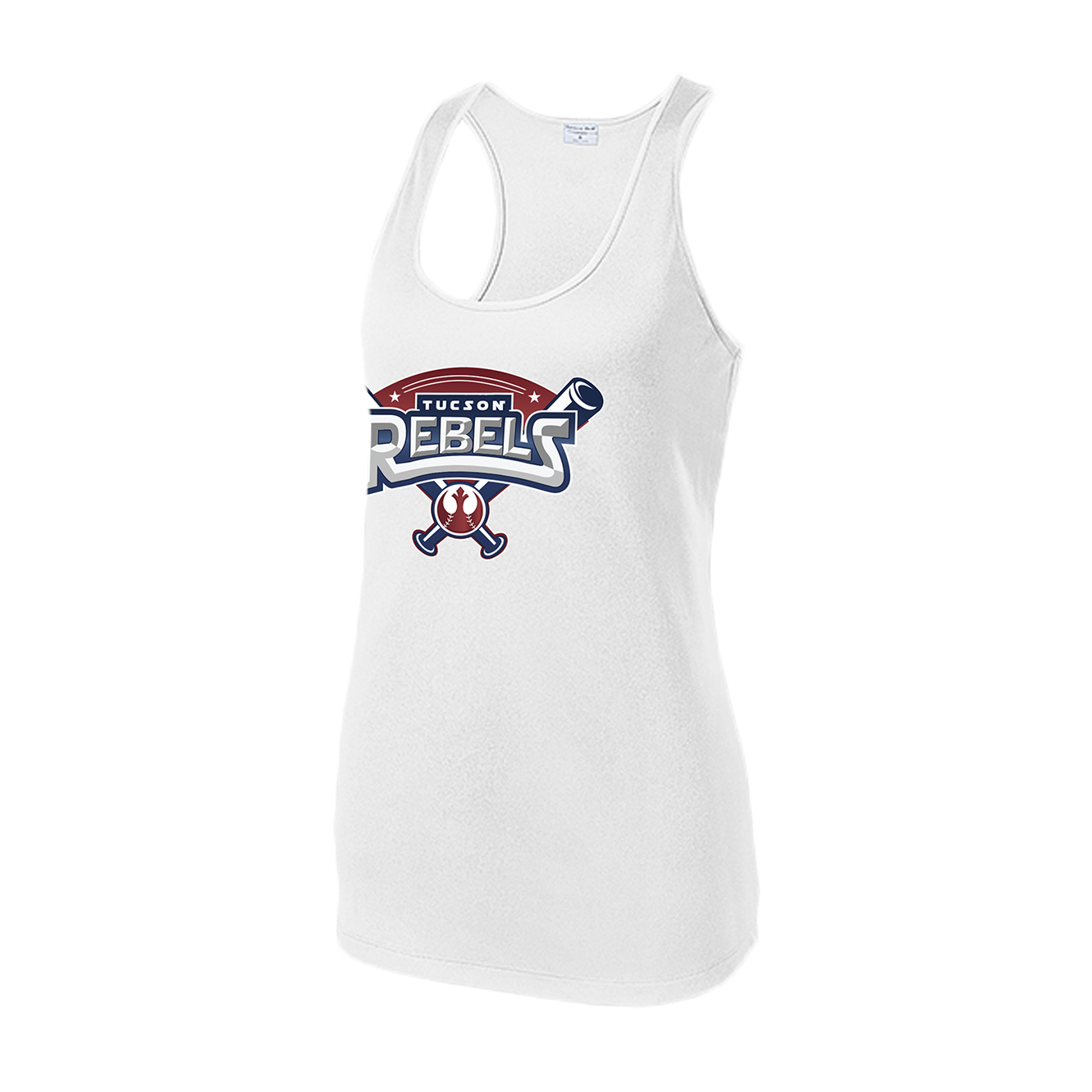 SPORT TEK WMNS RACERBACK TANK REBELS WHITE