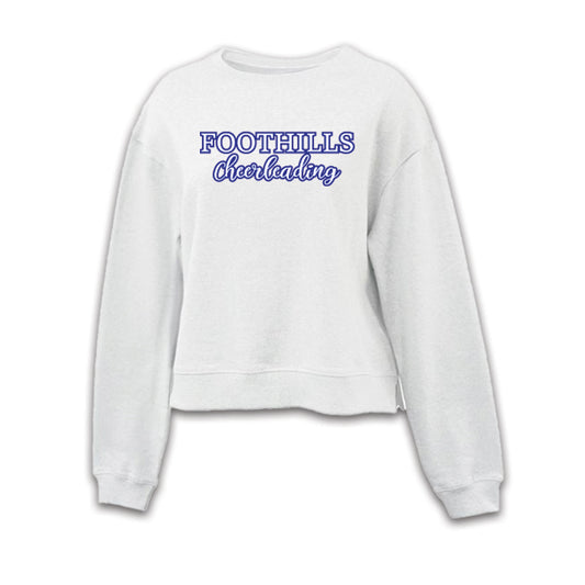 PREMIUM CROP FLEECE CREW CF CHEER TEXT WHITE