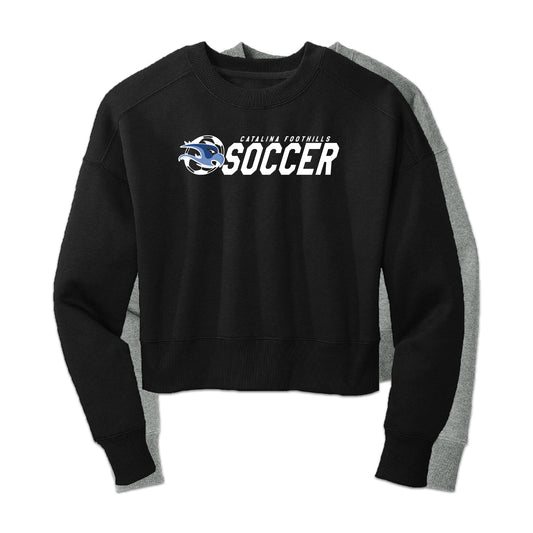 WOMENS FLEECE CROPPED CREWNECK SWEATER