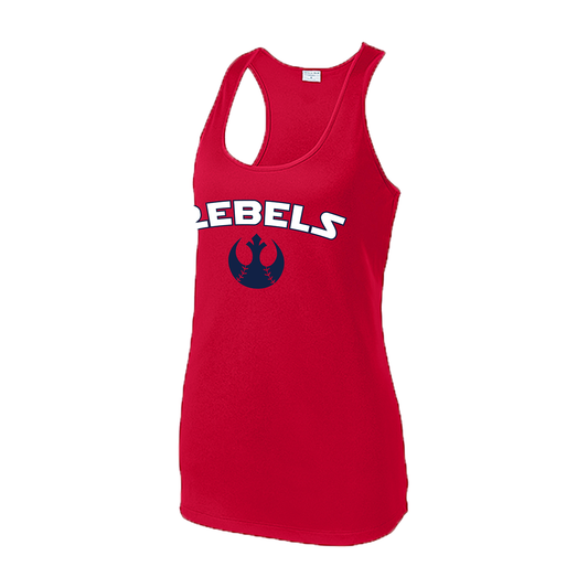 SPORT TEK WMNS RACERBACK TANK REBELS RED