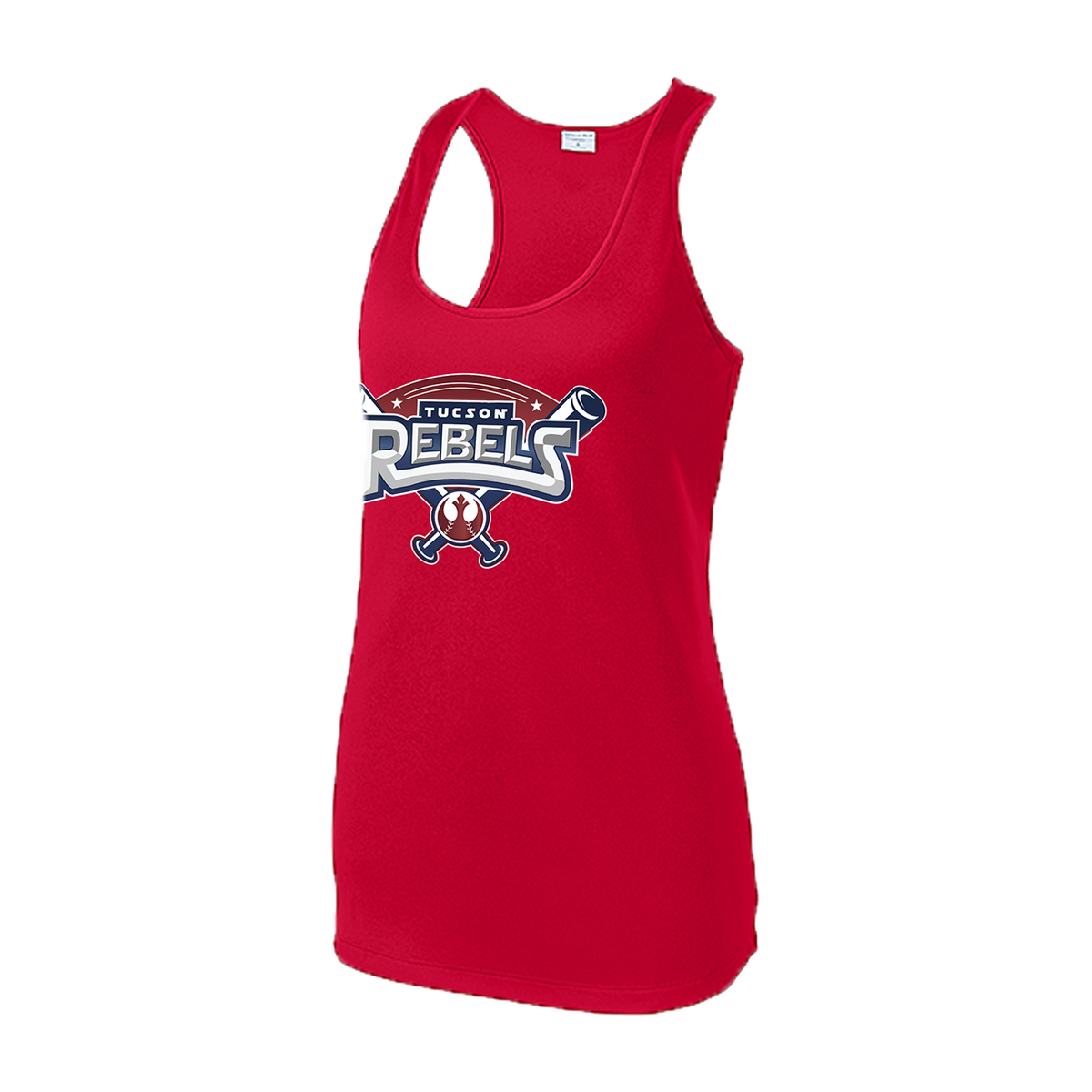 SPORT TEK WMNS RACERBACK TANK REBELS RED