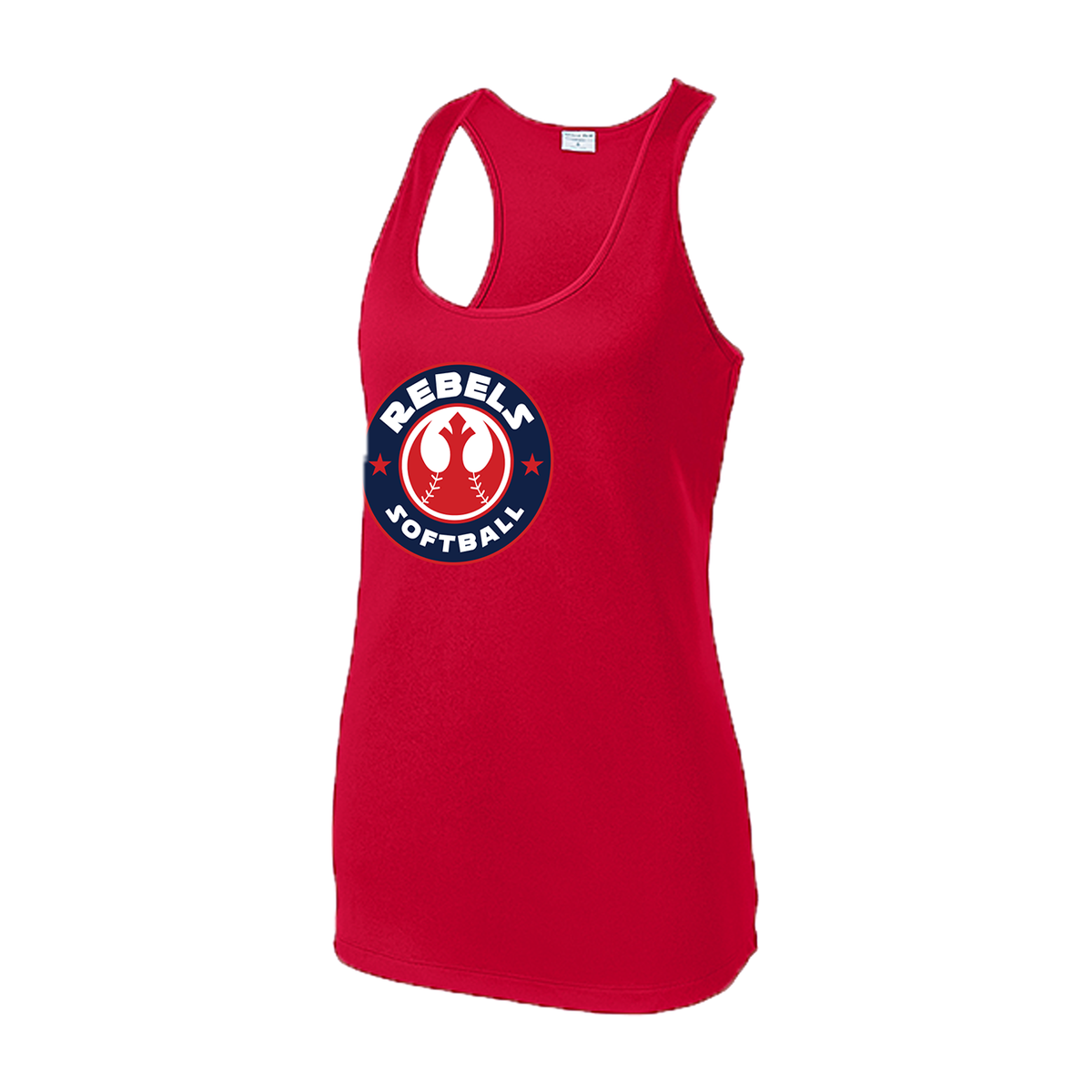 SPORT TEK WMNS RACERBACK TANK REBELS RED