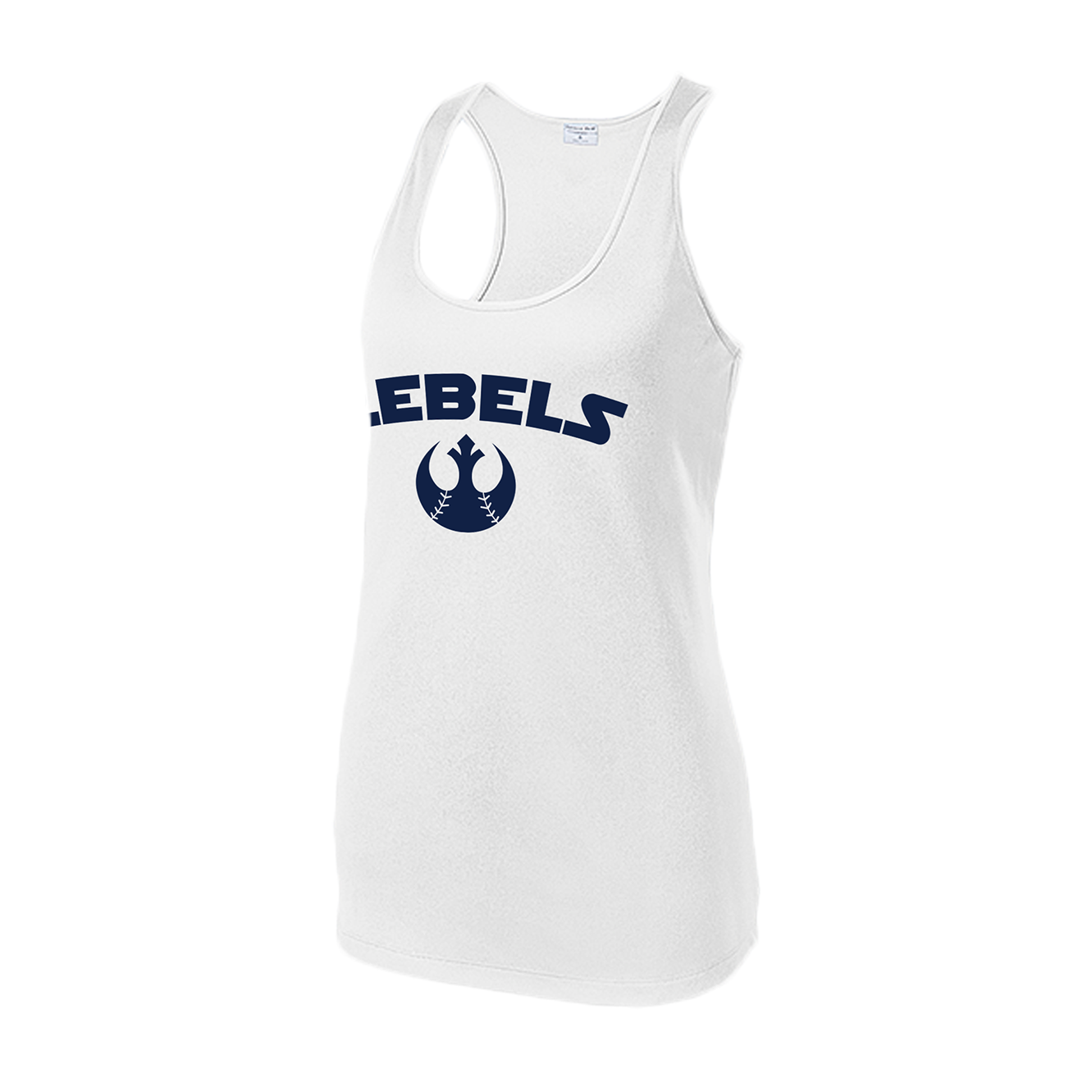 SPORT TEK WMNS RACERBACK TANK REBELS WHITE