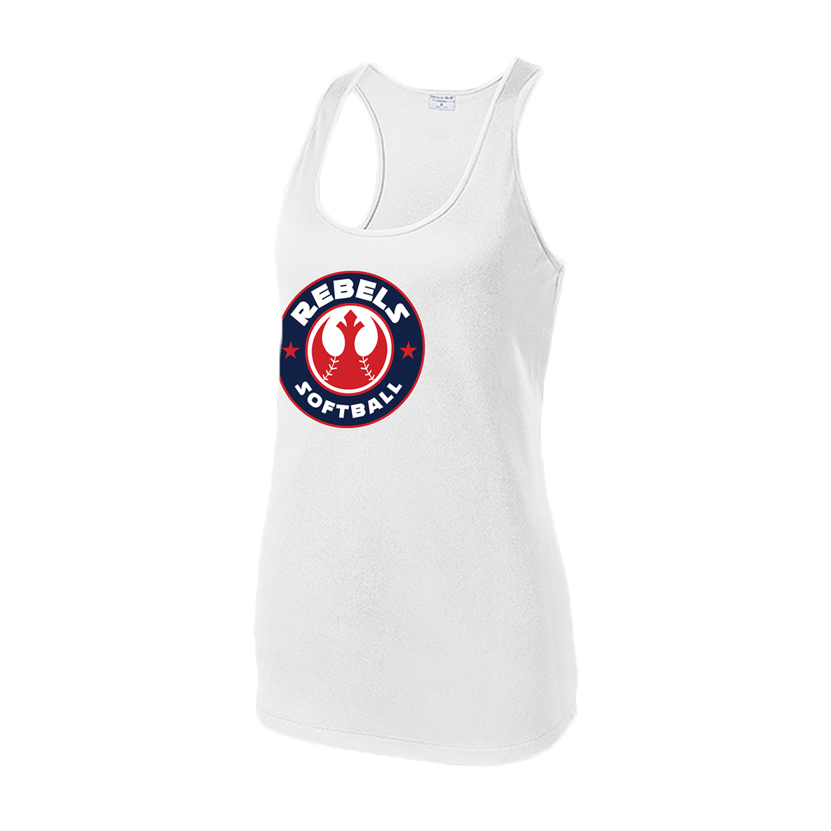 SPORT TEK WMNS RACERBACK TANK REBELS WHITE